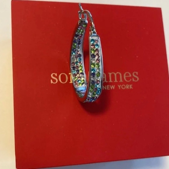 Swarovski Fine Silver Hoop Earrings Silver Plated Sofia James New York Brand New - Picture 6 of 7
